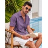 image:imageCOOFANDY Mens Short Sleeve Cuban Guayabera Shirt Casual Summer Beach Button Down ShirtsDeep Purple