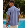 image:imageCOOFANDY Mens Short Sleeve Cuban Guayabera Shirt Casual Summer Beach Button Down ShirtsGrey Blue