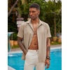 image:imageCOOFANDY Mens Short Sleeve Cuban Guayabera Shirt Casual Summer Beach Button Down ShirtsKhaki