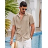image:imageCOOFANDY Mens Short Sleeve Cuban Guayabera Shirt Casual Summer Beach Button Down ShirtsKhaki