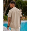 image:imageCOOFANDY Mens Short Sleeve Cuban Guayabera Shirt Casual Summer Beach Button Down ShirtsKhaki