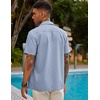 image:imageCOOFANDY Mens Short Sleeve Cuban Guayabera Shirt Casual Summer Beach Button Down ShirtsLight Blue
