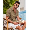 image:imageCOOFANDY Mens Short Sleeve Cuban Guayabera Shirt Casual Summer Beach Button Down ShirtsLight Brown