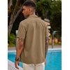image:imageCOOFANDY Mens Short Sleeve Cuban Guayabera Shirt Casual Summer Beach Button Down ShirtsLight Brown