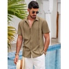 image:imageCOOFANDY Mens Short Sleeve Cuban Guayabera Shirt Casual Summer Beach Button Down ShirtsLight Brown