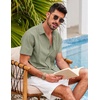 image:imageCOOFANDY Mens Short Sleeve Cuban Guayabera Shirt Casual Summer Beach Button Down ShirtsLight Green
