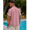 image:imageCOOFANDY Mens Short Sleeve Cuban Guayabera Shirt Casual Summer Beach Button Down ShirtsLight Pink