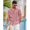 image:imageCOOFANDY Mens Short Sleeve Cuban Guayabera Shirt Casual Summer Beach Button Down ShirtsLight Pink