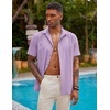 image:imageCOOFANDY Mens Short Sleeve Cuban Guayabera Shirt Casual Summer Beach Button Down ShirtsLight Purple