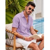 image:imageCOOFANDY Mens Short Sleeve Cuban Guayabera Shirt Casual Summer Beach Button Down ShirtsLight Purple