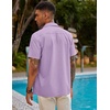 image:imageCOOFANDY Mens Short Sleeve Cuban Guayabera Shirt Casual Summer Beach Button Down ShirtsLight Purple