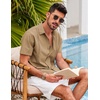 image:imageCOOFANDY Mens Short Sleeve Cuban Guayabera Shirt Casual Summer Beach Button Down ShirtsLight Tan