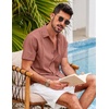 image:imageCOOFANDY Mens Short Sleeve Cuban Guayabera Shirt Casual Summer Beach Button Down ShirtsPink