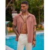 image:imageCOOFANDY Mens Short Sleeve Cuban Guayabera Shirt Casual Summer Beach Button Down ShirtsPink