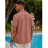 image:imageCOOFANDY Mens Short Sleeve Cuban Guayabera Shirt Casual Summer Beach Button Down ShirtsPink