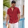 image:imageCOOFANDY Mens Short Sleeve Cuban Guayabera Shirt Casual Summer Beach Button Down ShirtsRed