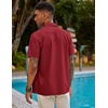 image:imageCOOFANDY Mens Short Sleeve Cuban Guayabera Shirt Casual Summer Beach Button Down ShirtsRed