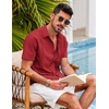 image:imageCOOFANDY Mens Short Sleeve Cuban Guayabera Shirt Casual Summer Beach Button Down ShirtsRed