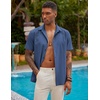 image:imageCOOFANDY Mens Short Sleeve Cuban Guayabera Shirt Casual Summer Beach Button Down ShirtsRoyal Blue