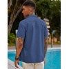 image:imageCOOFANDY Mens Short Sleeve Cuban Guayabera Shirt Casual Summer Beach Button Down ShirtsRoyal Blue