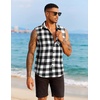 image:imageCOOFANDY Mens Sleeveless Flannel Shirt Casual Summer Tank Top Button Up Sleeveless Beach Shirts with Chest PocketBlack