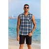 image:imageCOOFANDY Mens Sleeveless Flannel Shirt Casual Summer Tank Top Button Up Sleeveless Beach Shirts with Chest PocketBlue
