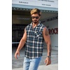 image:imageCOOFANDY Mens Sleeveless Flannel Shirt Casual Summer Tank Top Button Up Sleeveless Beach Shirts with Chest PocketBlue
