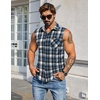 image:imageCOOFANDY Mens Sleeveless Flannel Shirt Casual Summer Tank Top Button Up Sleeveless Beach Shirts with Chest PocketBlue