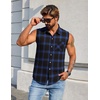 image:imageCOOFANDY Mens Sleeveless Flannel Shirt Casual Summer Tank Top Button Up Sleeveless Beach Shirts with Chest PocketBlue1