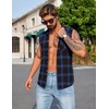 image:imageCOOFANDY Mens Sleeveless Flannel Shirt Casual Summer Tank Top Button Up Sleeveless Beach Shirts with Chest PocketBlue1