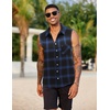 image:imageCOOFANDY Mens Sleeveless Flannel Shirt Casual Summer Tank Top Button Up Sleeveless Beach Shirts with Chest PocketBlue1