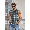 image:imageCOOFANDY Mens Sleeveless Flannel Shirt Casual Summer Tank Top Button Up Sleeveless Beach Shirts with Chest PocketBluegreen