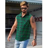 image:imageCOOFANDY Mens Sleeveless Flannel Shirt Casual Summer Tank Top Button Up Sleeveless Beach Shirts with Chest PocketGreen