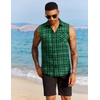image:imageCOOFANDY Mens Sleeveless Flannel Shirt Casual Summer Tank Top Button Up Sleeveless Beach Shirts with Chest PocketGreen