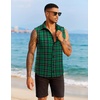 image:imageCOOFANDY Mens Sleeveless Flannel Shirt Casual Summer Tank Top Button Up Sleeveless Beach Shirts with Chest PocketGreen