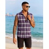 image:imageCOOFANDY Mens Sleeveless Flannel Shirt Casual Summer Tank Top Button Up Sleeveless Beach Shirts with Chest PocketPurple