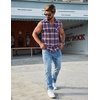 image:imageCOOFANDY Mens Sleeveless Flannel Shirt Casual Summer Tank Top Button Up Sleeveless Beach Shirts with Chest PocketPurple