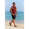 image:imageCOOFANDY Mens Sleeveless Flannel Shirt Casual Summer Tank Top Button Up Sleeveless Beach Shirts with Chest PocketRed