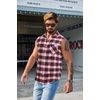 image:imageCOOFANDY Mens Sleeveless Flannel Shirt Casual Summer Tank Top Button Up Sleeveless Beach Shirts with Chest PocketRed1