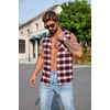 image:imageCOOFANDY Mens Sleeveless Flannel Shirt Casual Summer Tank Top Button Up Sleeveless Beach Shirts with Chest PocketRed1