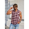 image:imageCOOFANDY Mens Sleeveless Flannel Shirt Casual Summer Tank Top Button Up Sleeveless Beach Shirts with Chest PocketRed1