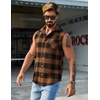 image:imageCOOFANDY Mens Sleeveless Flannel Shirt Casual Summer Tank Top Button Up Sleeveless Beach Shirts with Chest PocketYellow