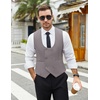 image:imageCOOFANDY Mens Suit Vest Slim Fit Double Breasted Dress Vest Casual Business Formal WaistcoatLight Grey