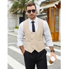 image:imageCOOFANDY Mens Suit Vest Slim Fit Double Breasted Dress Vest Casual Business Formal WaistcoatLight Khaki