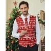 image:imageCOOFANDY Mens Suit Vest Tie Set 3PC Paisley Jacquard Waistcoat and Necktie Pocket Square for Holiday Party WeddingChristmas Reindeer Snowflake