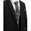 image:imageCOOFANDY Mens Suit Vest Tie Set 3PC Paisley Jacquard Waistcoat and Necktie Pocket Square for Holiday Party WeddingLight Silver