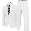 image:imageCOOFANDY Mens Suits Regular Fit 2 Piece Suit Set One Button Solid Blazer and Pants for Wedding Prom Casual BusinessWhite