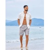 image:imageCOOFANDY Mens Summer Beach Shorts Casual Elastic Waist Drawstring Short Vacation Shorts with PocketsLight Grey
