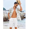 image:imageCOOFANDY Mens Summer Beach Shorts Casual Elastic Waist Drawstring Short Vacation Shorts with PocketsWhite and Khaki