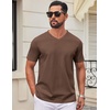 image:imageCOOFANDY Mens T Shirts V Neck Short Sleeve Plain Casual Cotton Basic Pullover TeesBrown